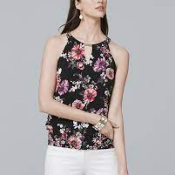 WHBM Sleeveless Floral-Print Choker Top NWOT - Picture 6 of 8